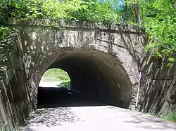 Cool Spring Road (Steubenville Township Road 167A) passes under Wheeling and Lake Erie tracks just to the east of the Coen Tunnel