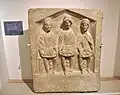 The relief sculpture of three seated women is from 2nd or 3rd Century Cirencestor, found in 1899 in Ashcroft, and would have been part of a shrine to the Matres (Mother Goddesses).[11]