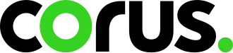 The logo depicts the word "Corus" but in lowercase letters, with the "o" in "corus" in green, while the green dot seen next to the letter "s".