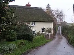 Cottage and country lane near Clyst St Mary