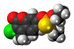 Space-filling model of the coumaphos molecule