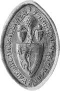 Greyscale illustration of the counter-seal of Alan's daughter, Dervorguilla.