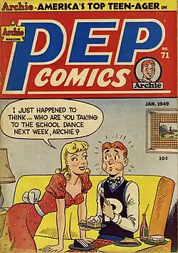 Betty and Archie on the cover of Pep Comics #71 (January 1949)