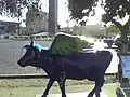 View of Sueñame cow, in front of the Monumento a la Raza