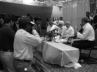 H. S. Surjeet, Jyoti Basu, Lakshmi Sahgal, and Sitaram Yechury in the 18th party congress at Delhi, 2005