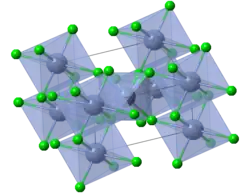 3D model of chromium(II) chloride, green atom is chloride