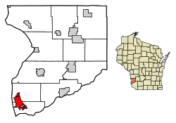 Location of Prairie du Chien in Crawford County, Wisconsin
