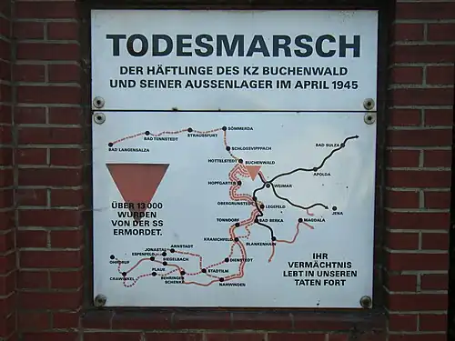 Buchenwald death march route historical information signage