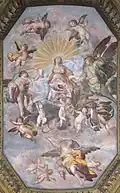 Gian Giacomo Barbelli, Assumption of Mary, fresco, 1643, detail of the scene.