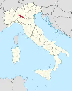 Map highlighting the location of the province of Cremona in Italy