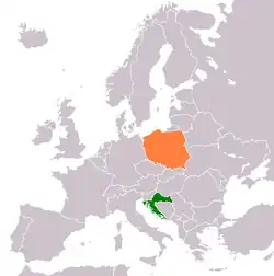 Map indicating locations of Croatia and Poland