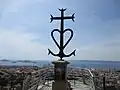 Square in front of the Notre-Dame de la Garde basilica in Marseille, facing the Mediterranean