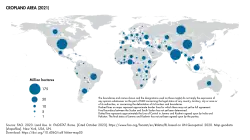 Area used for crops by country in 2021.