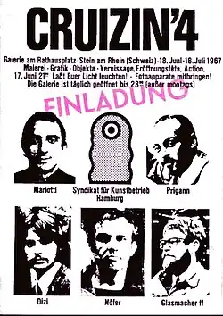 Second row, far left side: Dirk Zimmer (Dizi), the artist as a young man; exhibition poster by Werner Nöfer, 1967