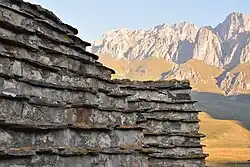 The upper part of the crypt burial Grounds (16-17 centuries) against the mountains