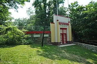 The renovated Streamline Moderne entrance to the Crystal Pool (June 2012)