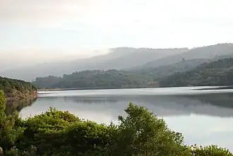 Lower Crystal Springs Reservoir, formed by Crystal Springs Dam