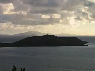 Culebrita and its lighthouse (foreground) and Saint Thomas, U.S. Virgin Islands (background) from Culebra Island