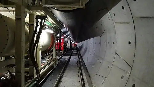 Open shield TBM excavating the exploratory tunnel near Mauls/Mules
