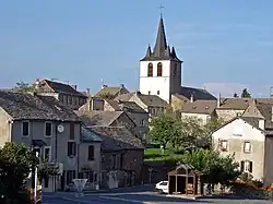 The church and surrounding buildings in Curan