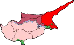 Cyprus map showing Famagusta district in red