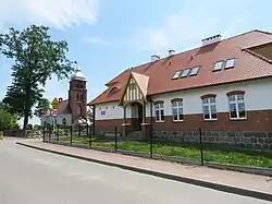 Elementary school and Saint Joseph church in Czeczewo