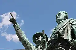 Sculpture of the first man to climb Mont Blanc alongside his patron