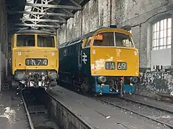 Western Prince and a Hymek in rail blue livery with full yellow ends