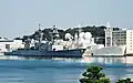 USS O'Brien with the missile tracking ship, USNS&nbsp;Observation Island at Port of Yokosuka, Japan on 14 October 2002