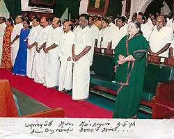 Chief Minister Jayalalithaa along with othet council of ministers in the treachery benches of Tamil Nadu Assembly