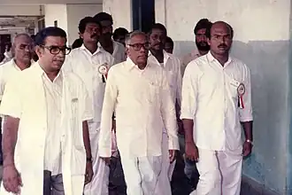 Jayakumar seen with minister R. M. Veerappan on his early years of political career.