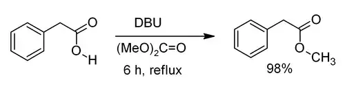 Methylation of phenylacetic acid by dimethyl carbonate promoted by DBU