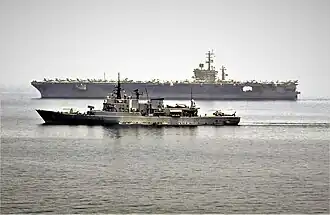 Libeccio alongside USS Nimitz 29 July 2005.