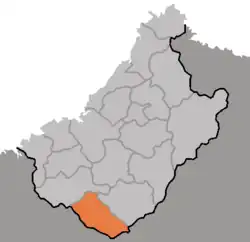Map of Chagang showing the location of Huichon