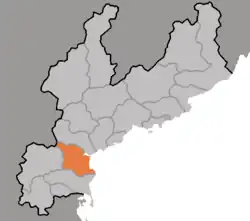 Map of South Hamgyong showing the location of Chongpyong