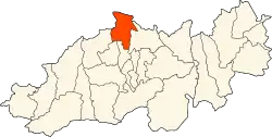 Location of the commune in the wilaya of Blida