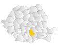 Map of Romania highlighting Dâmbovița County