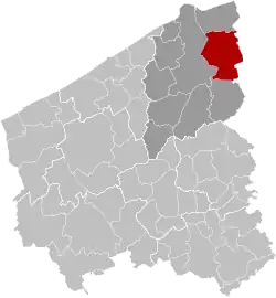 Location of Damme in West Flanders