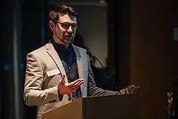 Golding speaks at the launch of the Melbourne Press Club's 2024 Mentoring Program.