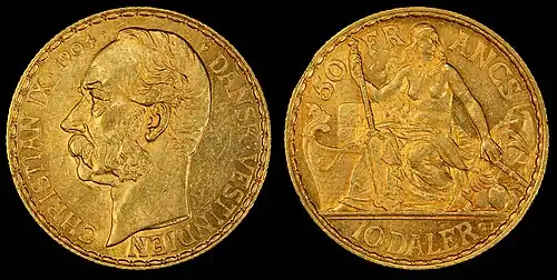 50 Francs, Danish West Indies 1904 10 Daler.