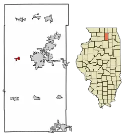 Location of Malta in DeKalb County, Illinois.