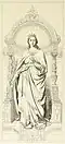 An engraving of the stained glass window that Ulisse De Matteis entered in the Roman exhibit of Catholic art in 1870. Included in: Antonio Pavan, "Della pittura su vetro e del laboratorio De Matteis," L'arte in Italia III (1870): 68-69.