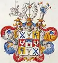 Greater coat of arms of the comital family of De la Gardie, 19th century.