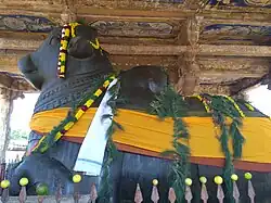 The tallest statue of Nandi at the Brihadisvara Temple in Thanjavur, Tamil Nadu, India
