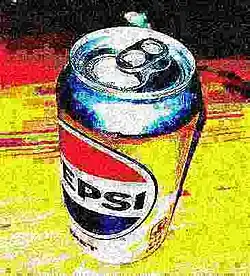 An example of a "deep fried" image made from a photo of a Diet Pepsi can