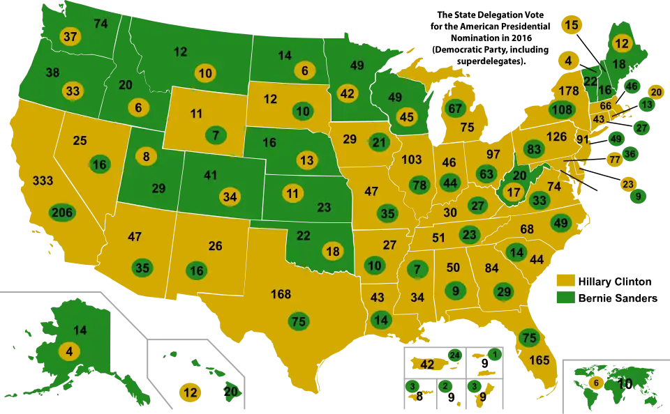 Breakdown of the results in total delegate count, by state