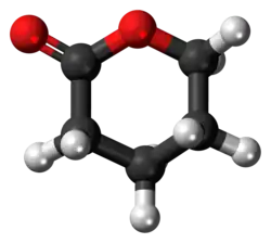 Ball-and-stick model of the δ-valerolactone molecule