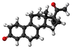 Ball-and-stick model of the demegestone molecule