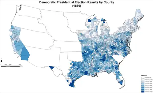 Map of Democratic presidential election results by county