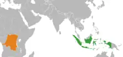 Map indicating locations of Democratic Republic of the Congo and Indonesia